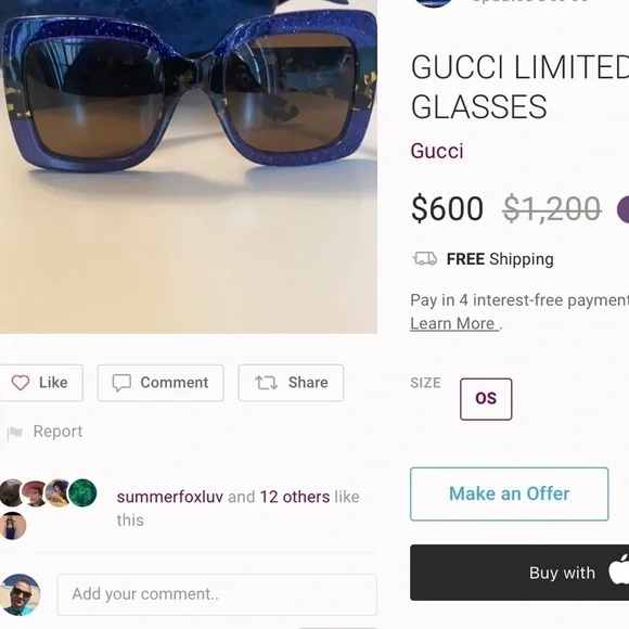 GUCCI OVERSIZED SUNGLASSES GG0083s 100% AUTHENTIC - Picture 12 of 12